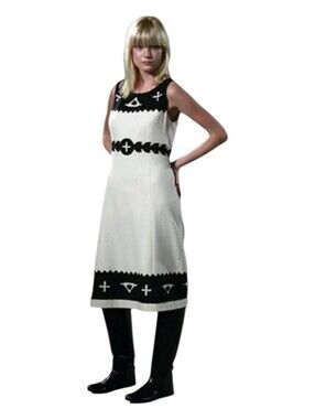 Tory Burch Womens 1960s Mod Wool Angora Rabbit Cupro Goth Burlap Dress Size 2